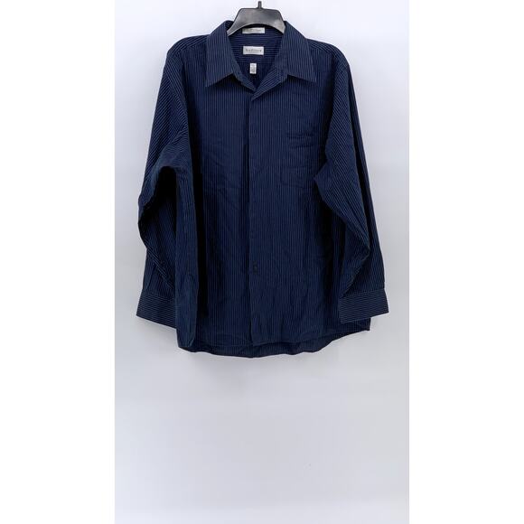 VAN HEUSEN Men's Blue Striped Button-Up Long Sleeve Regular-Fit Shirt SZ XL - Picture 1 of 10